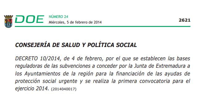 Decreto subvenciones Junta de Extremadura