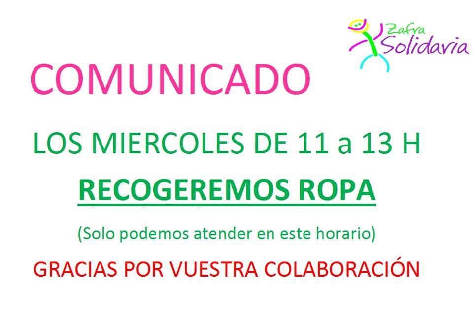 Recogida de Ropa, horario