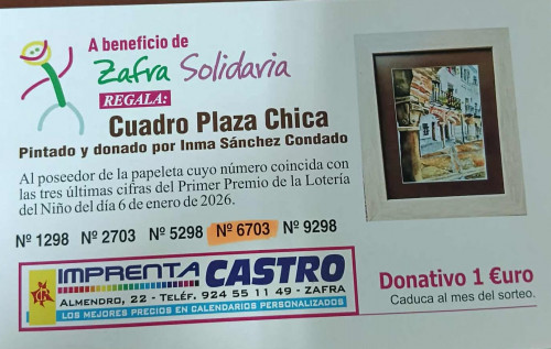 número ganador de la papeleta del cuadro Plaza Chica