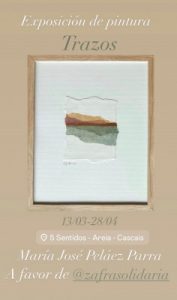 Exposición de pintura Trazos de María José Peláez en Cascais a beneficio de Zafra Solidaria