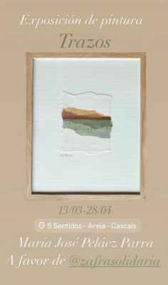 Exposición de pintura Trazos de María José Peláez en Cascais a beneficio de Zafra Solidaria