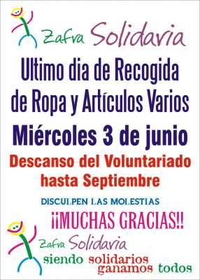 Aviso suspensión del servicio recogida de ropas por descanso vacacional