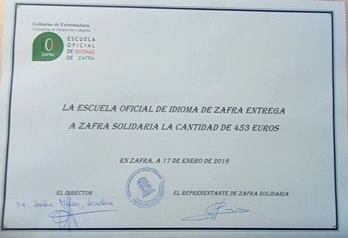 Agradecimiento a la Escuela Oficial de Idiomas de Zafra