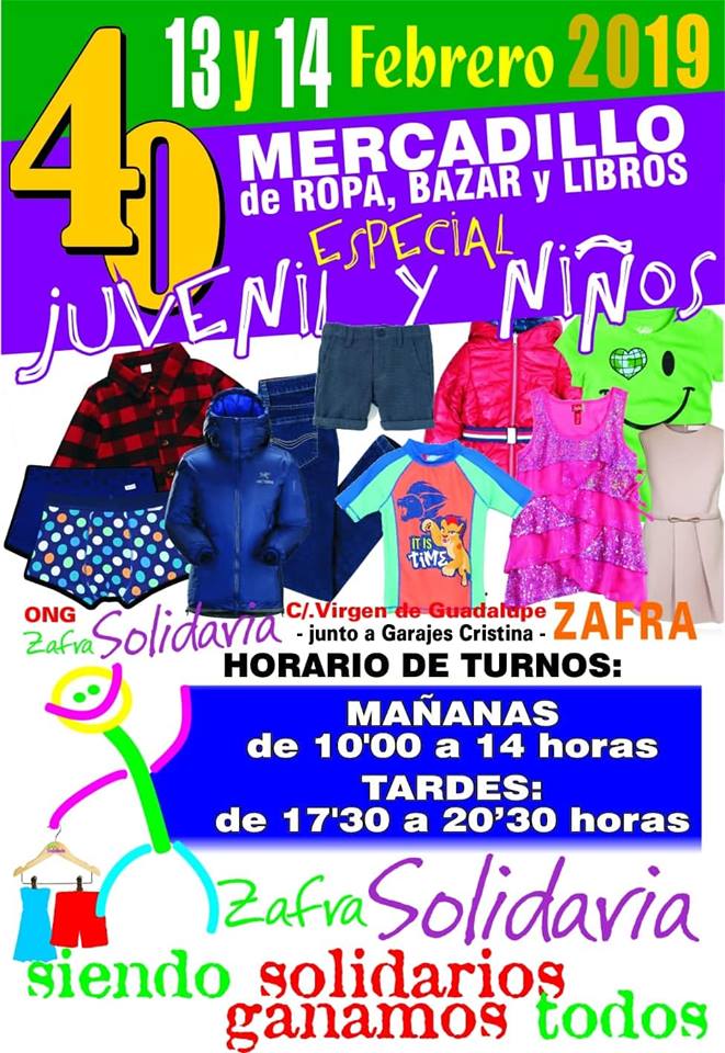Mercadillo Solidario de Ropa, Bazar y Libros. Febrero 2019